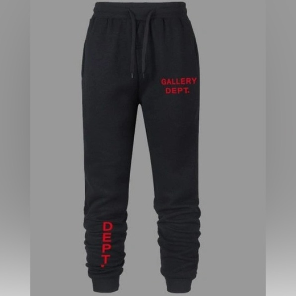 Gallery Dept Black W/Red Print Drawstring Thick Comfy Sweatpants